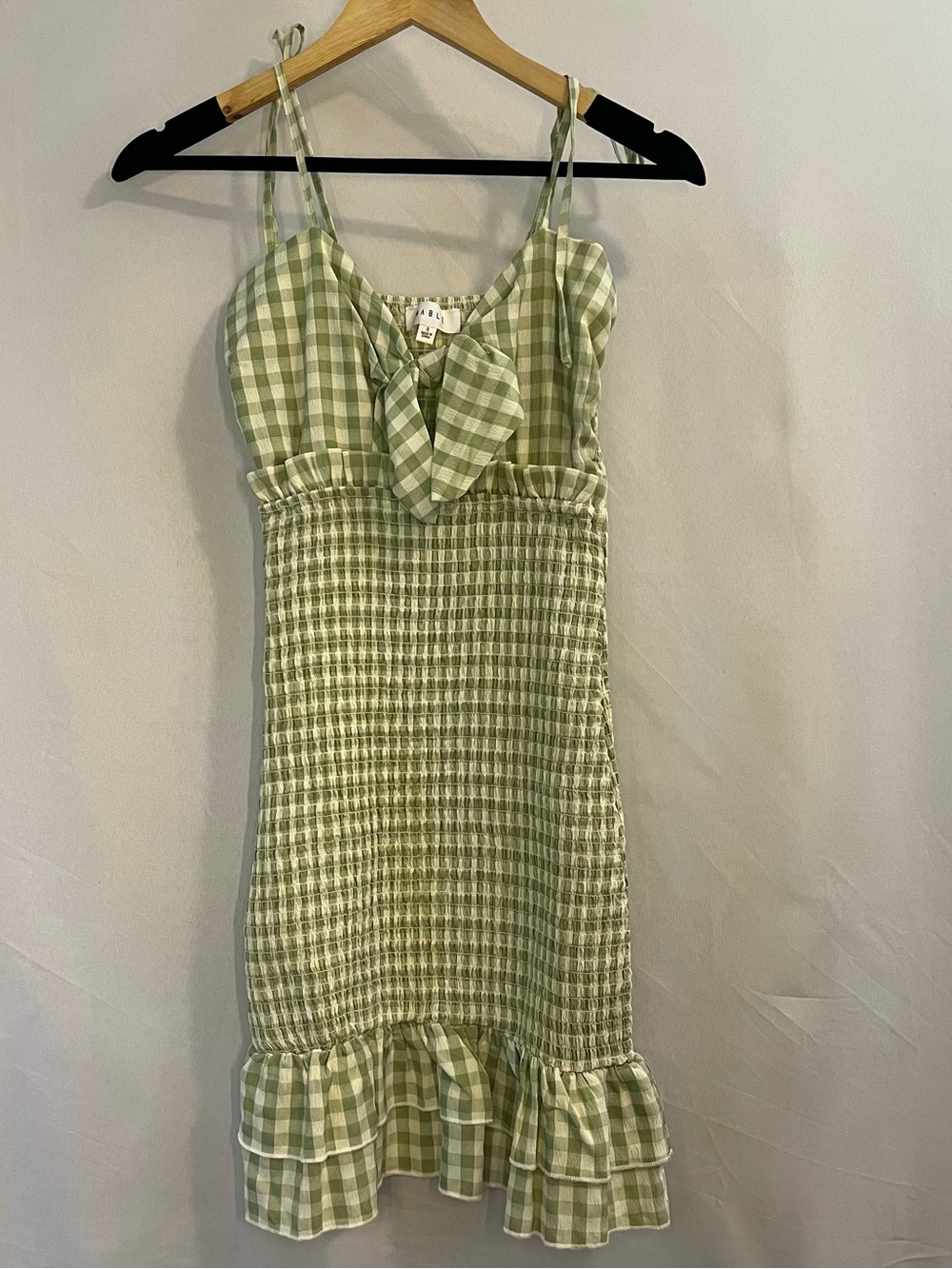 Green Gingham Smocked Sundress